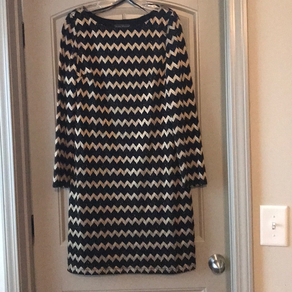 EUC black and gold chevron dress